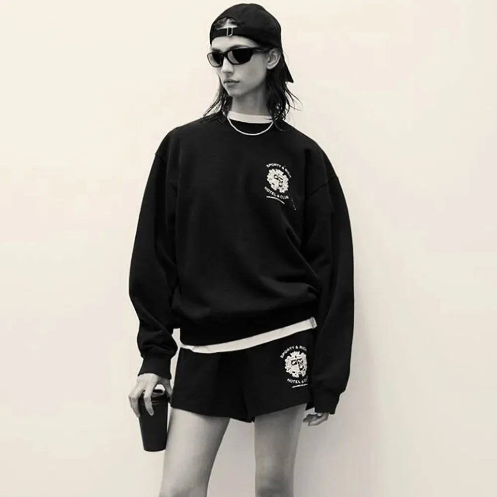 American Vintage Sport Make Your Health Terry Cotton Crewneck Pullover Unisex Men Women Autumn Loose Casual 80s Cool Sweatshirts - ATFH