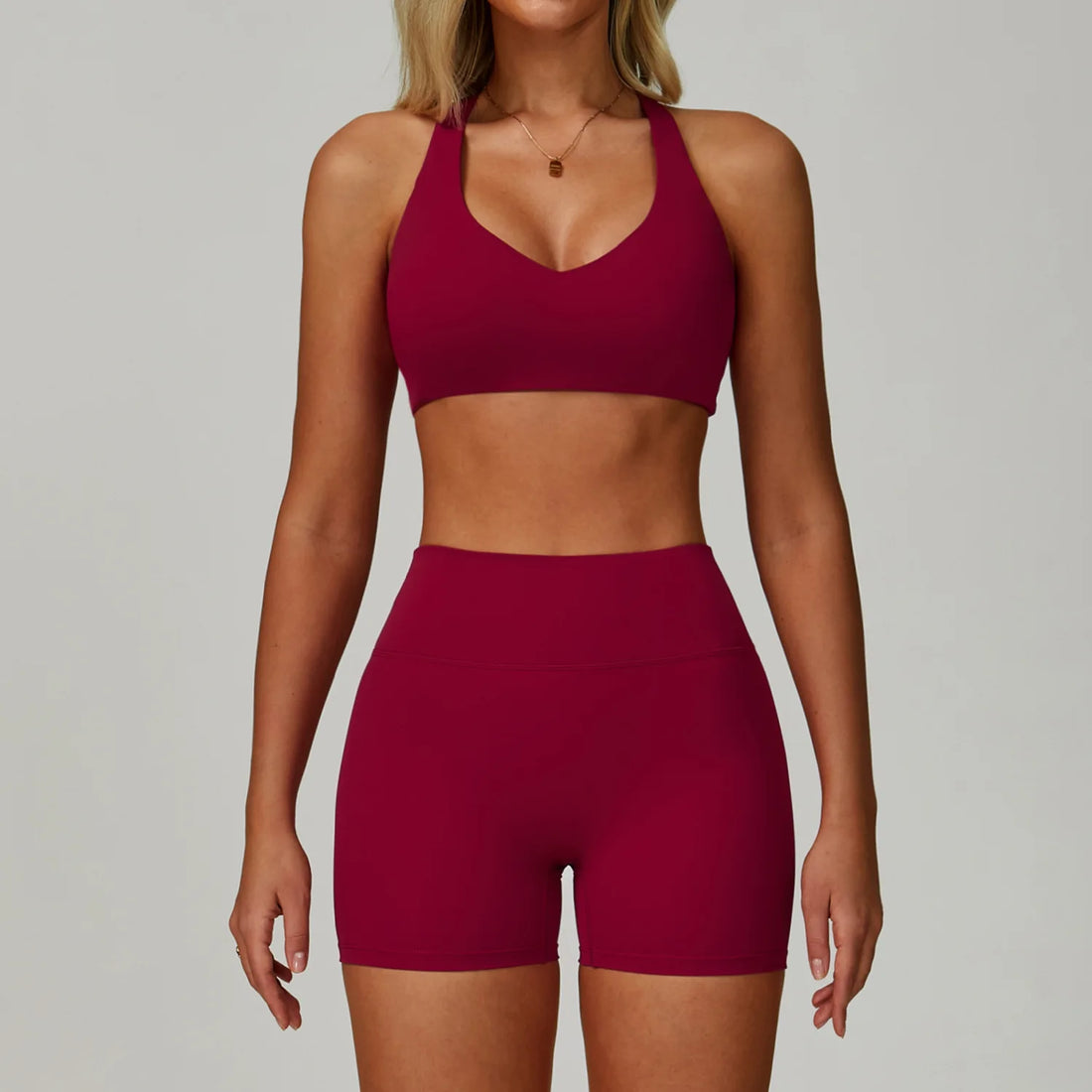 Summer Gym Yoga Running Sport Sets Women Tight Shorts Push Up Bras Sport Suits Quick Dry Fitness Workout Sportswear Tracksuits - ATFH