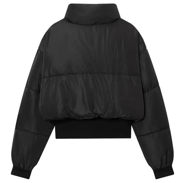 HXAO Black Lightweight Padded Jackets Women's Jacket Winter Crop High Neck Long Sleeve Quilted Jacket Woman Insulated Outerwears