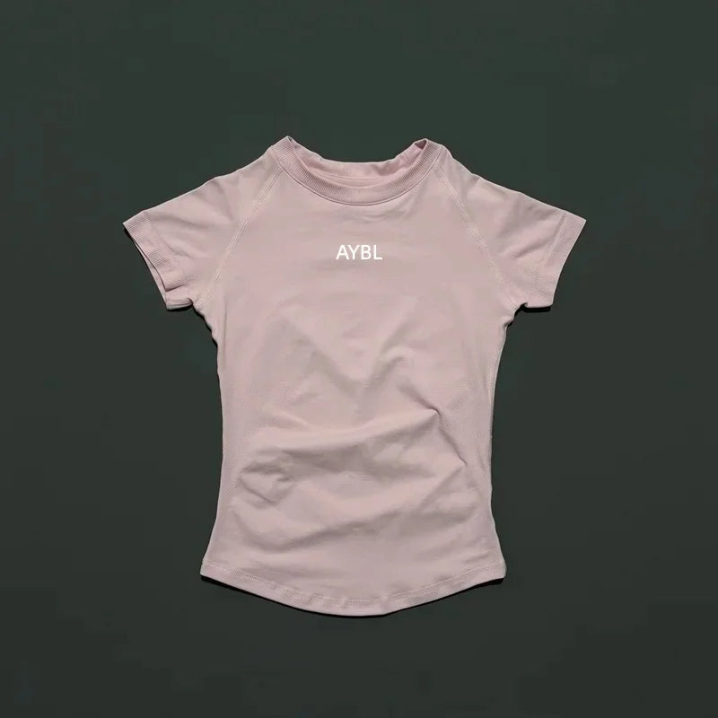 2 Pieces Sports Sets Short Sleeve Sculpt T Shirt Seamless Yoga Top Fitness Set Women Workout Running Sports Shorts Gym Suit - ATFH
