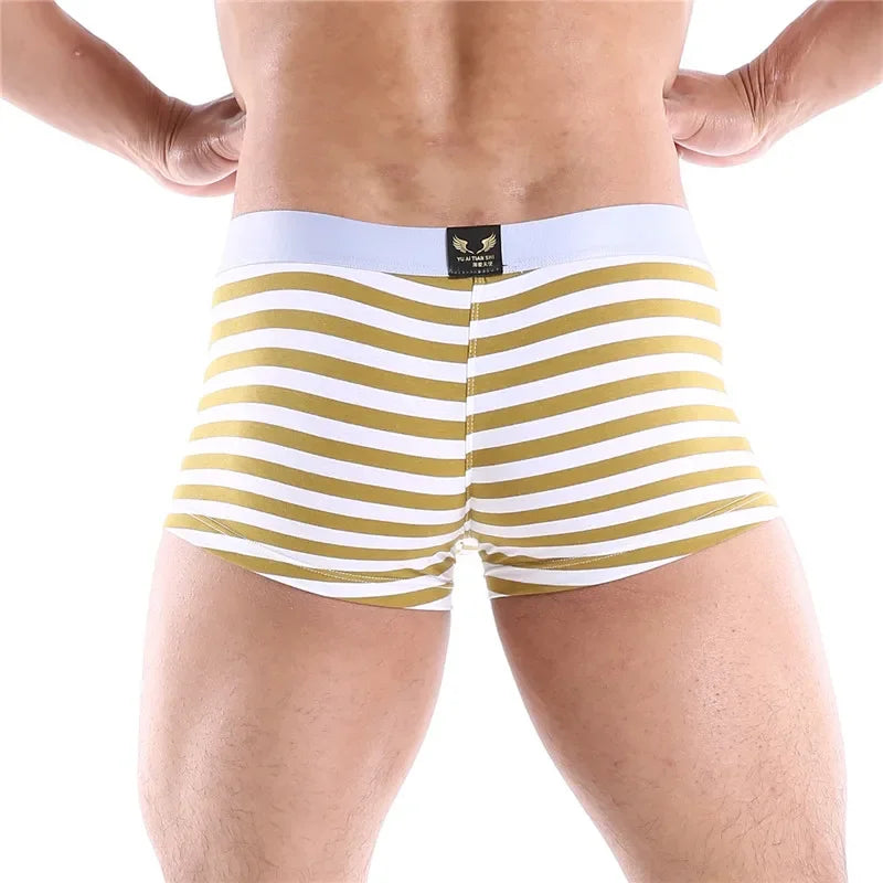 Men Boxers Comfortable Underpants Cotton Low Waist Large Size BoxerShort Striped Breathable Cueca Boxer Homme Underwear