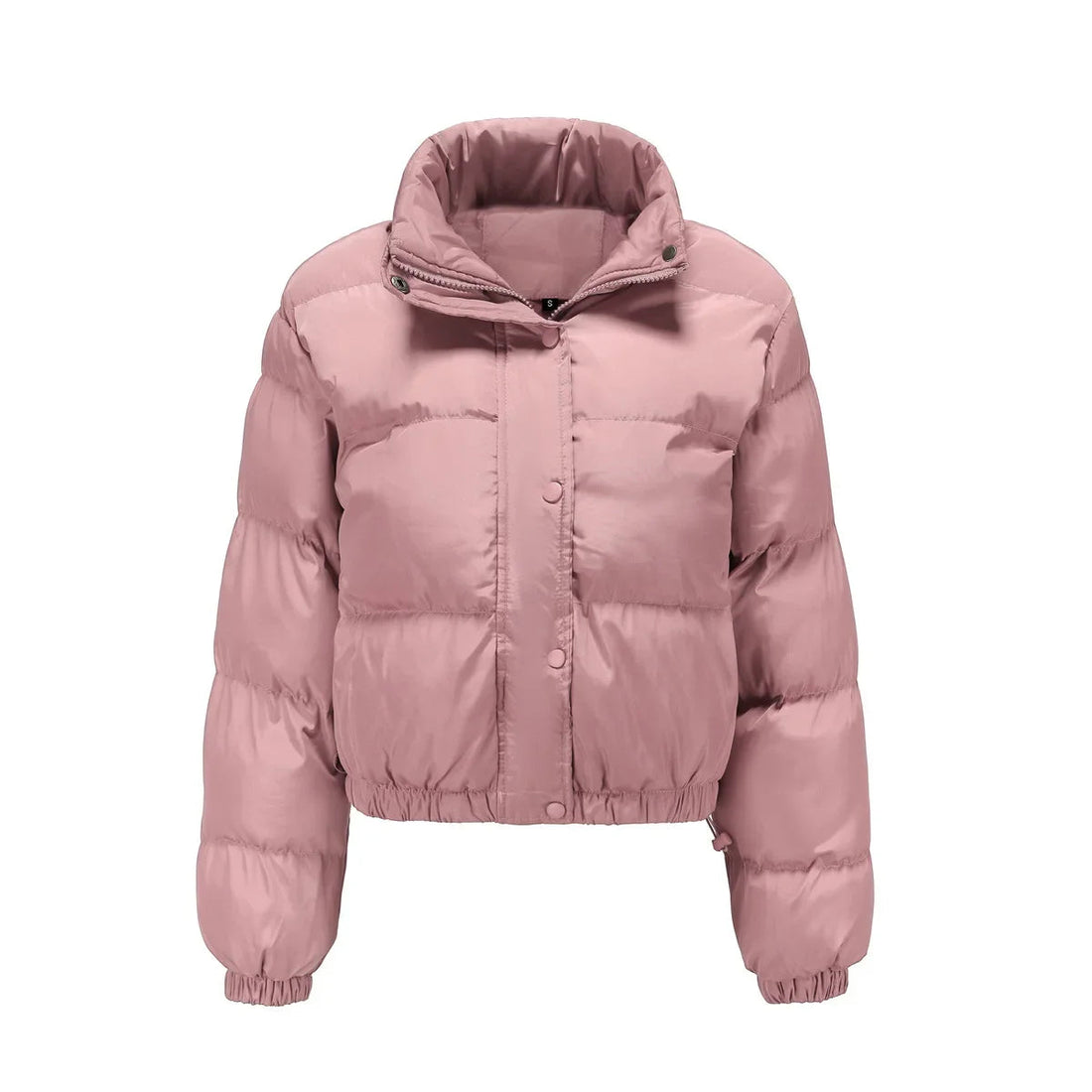 Women Parkas Turtleneck Full Sleeve Thick Coats Loose Short Coat Solid Zipper Solid Spliced Jackets Casual Office Lady ATFH