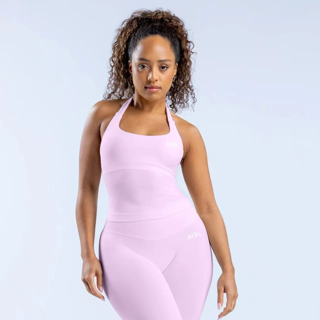 Enhance Seamless Halterneck Top Yoga Sports Bras Set Fashion Scrunch Bum Gym Shorts Women Workout Biker Stretch Fitness Leggings Tahsi Fashion House