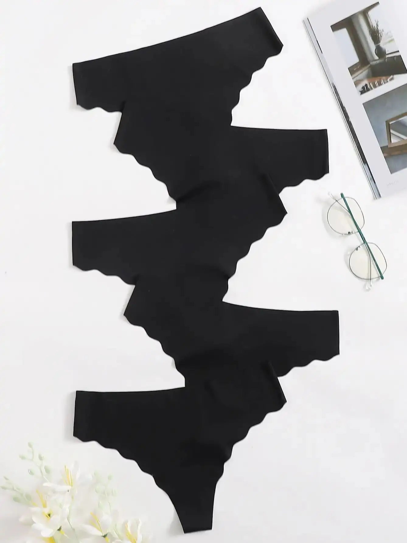 5pcs Women's Panties Set Fashion Thongs Soft Seamless Underwear Sexy Lingerie Breathable G-String Cozy Solid Underpanties