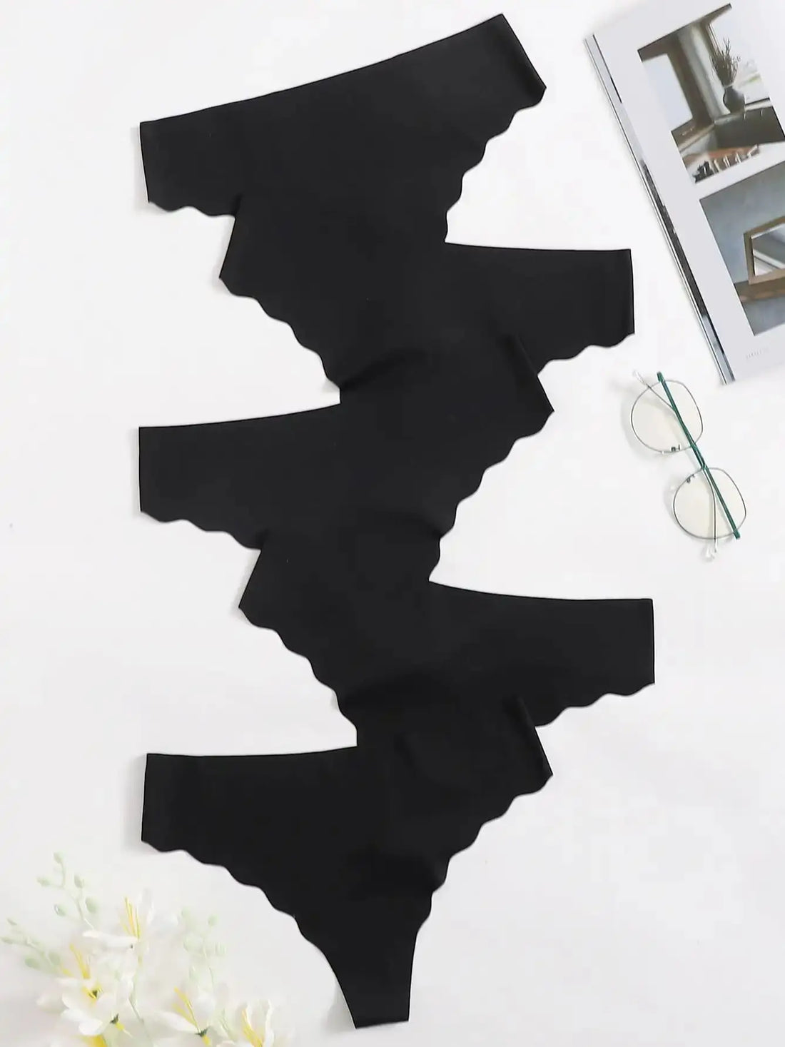 5pcs Women's Panties Set Fashion Thongs Soft Seamless Underwear Sexy Lingerie Breathable G-String Cozy Solid Underpanties