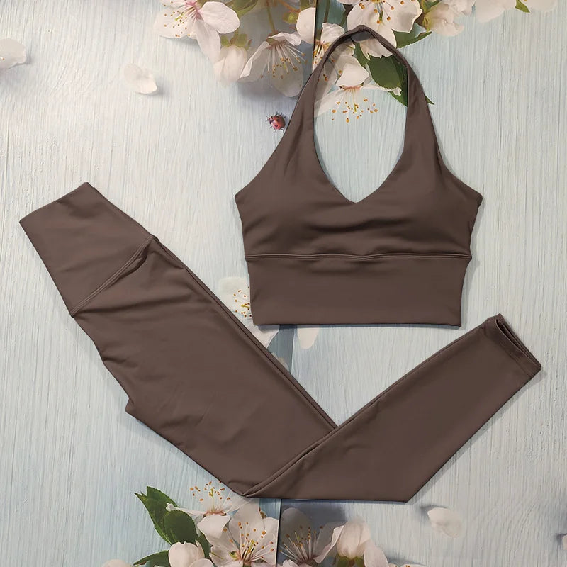 Nude Feel Fitness Suit Sports Set Women's Tracksuit Sexy Yoga Outfits Gym Sportswear Legging And Underwear Workout Clothes Woman - ATFH