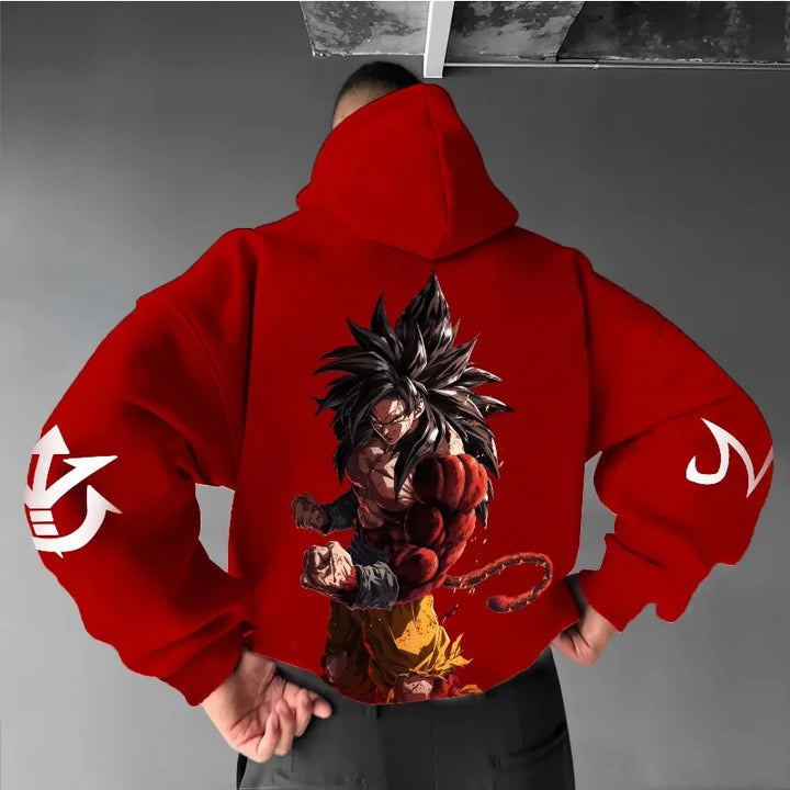 Dragon Ball 2025 Autumn and Winter Men's Hoodie Goku Printed Red Loose Hoodie Casual Streetwear Anime Fan Gift Versatile Top - ATFH