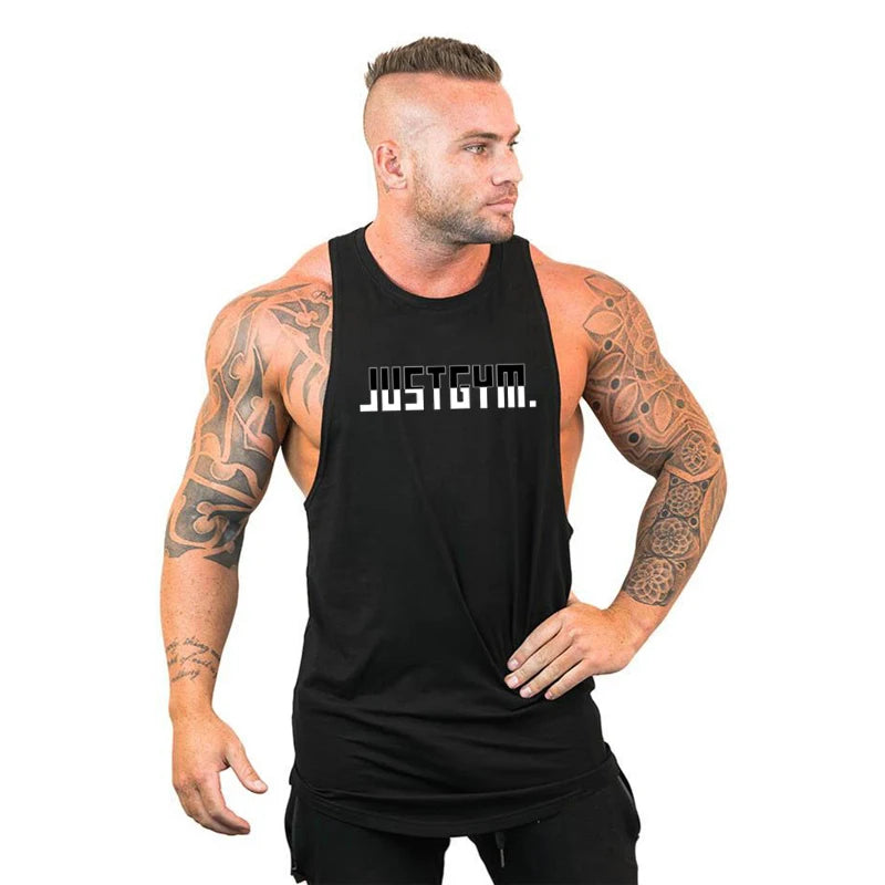 Running Vests Gym Bodybuilding Sleeveless Shirt Men's Fitness Tank Tops Workout Muscle Stringer Cotton Breathable Singlet