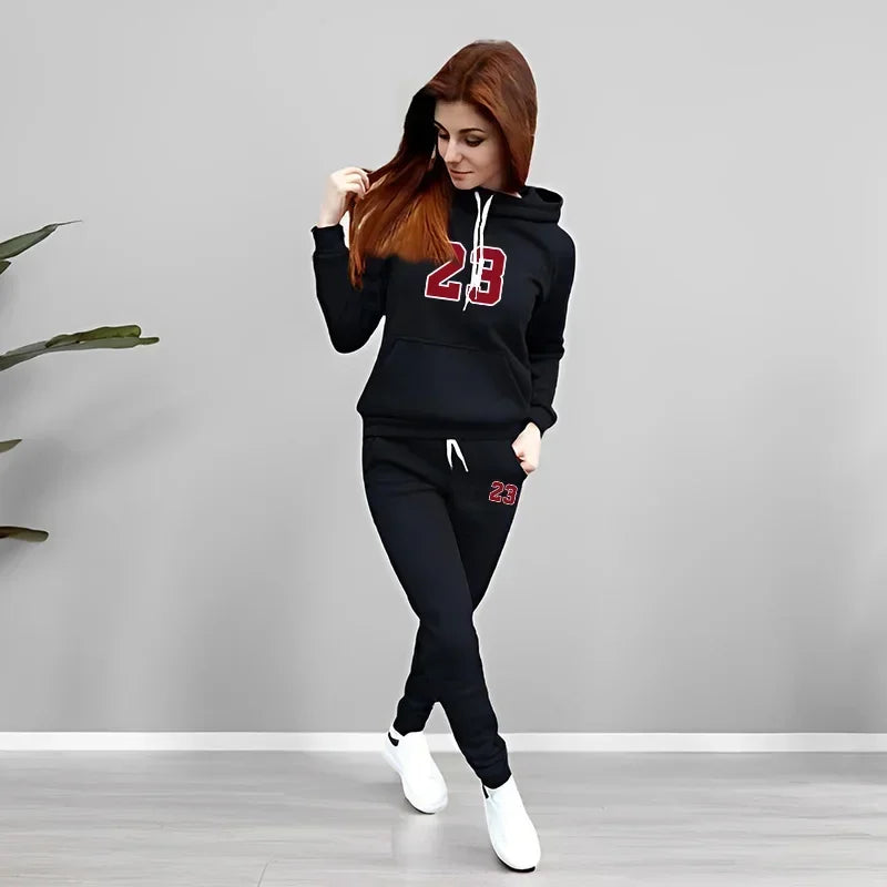 Autumn Winter Daily Casual Sporty Fashion Jogging Set 2026 Hot Sale Women's Tracksuit Solid Color Hoodies Sweatpants 2 Piece Set