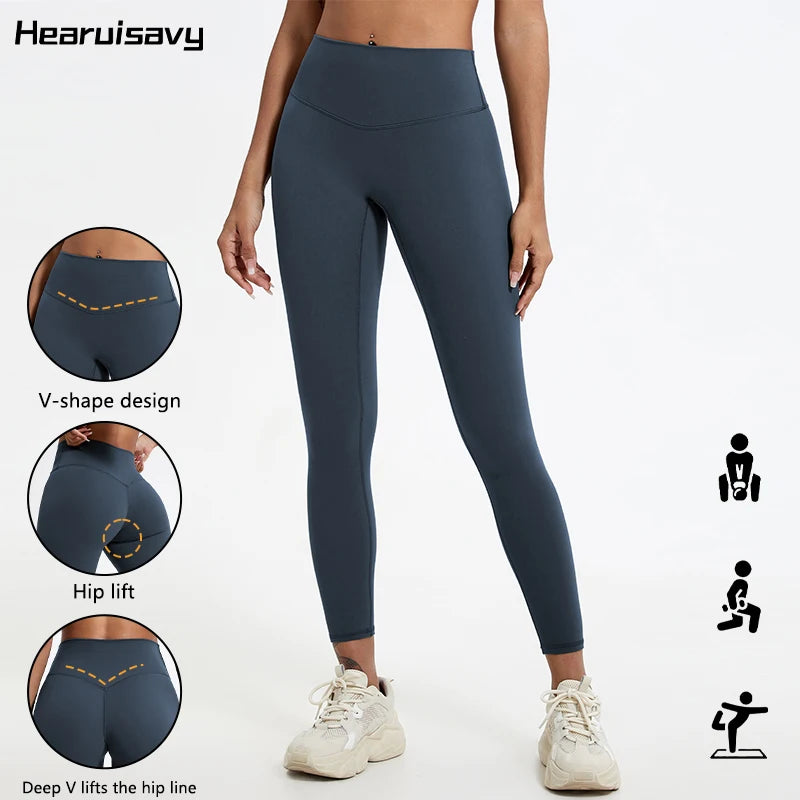 Hearuisavy Summer Super Soft Fabrics High Waist Leggings Gym Yoga Pants Running Workout Tights Push Up Sports Leggings Women - ATFH