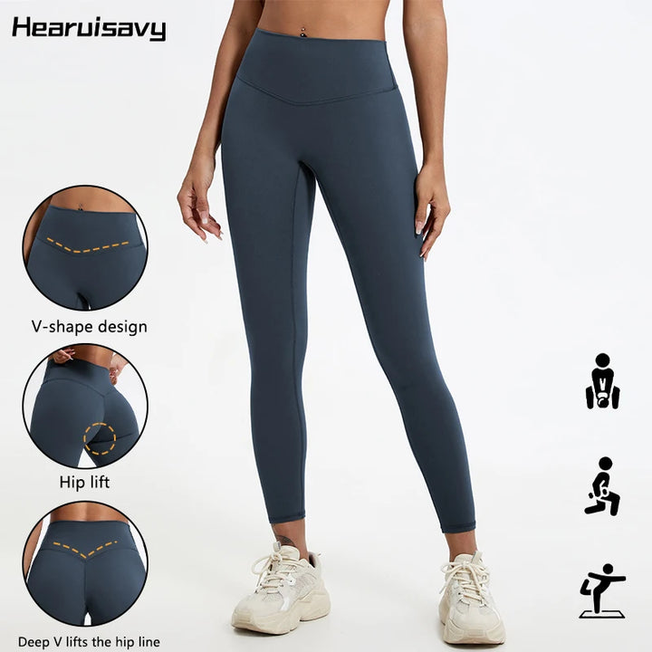Hearuisavy Summer Super Soft Fabrics High Waist Leggings Gym Yoga Pants Running Workout Tights Push Up Sports Leggings Women - ATFH