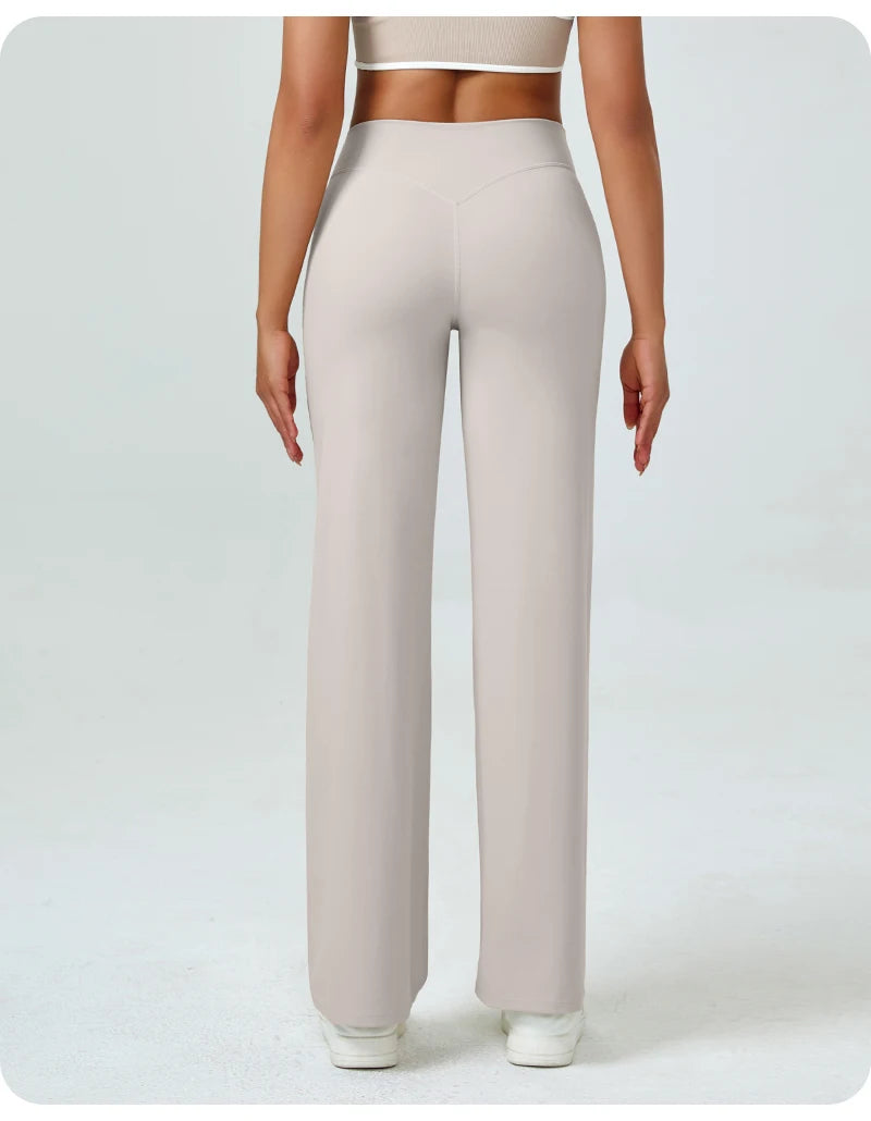 High Waisted Straight Leg Yoga Pants for Women, Naked Feeling Butt Lifting Loose Fit Workout Trousers, Slimming Gym Pants ATFH