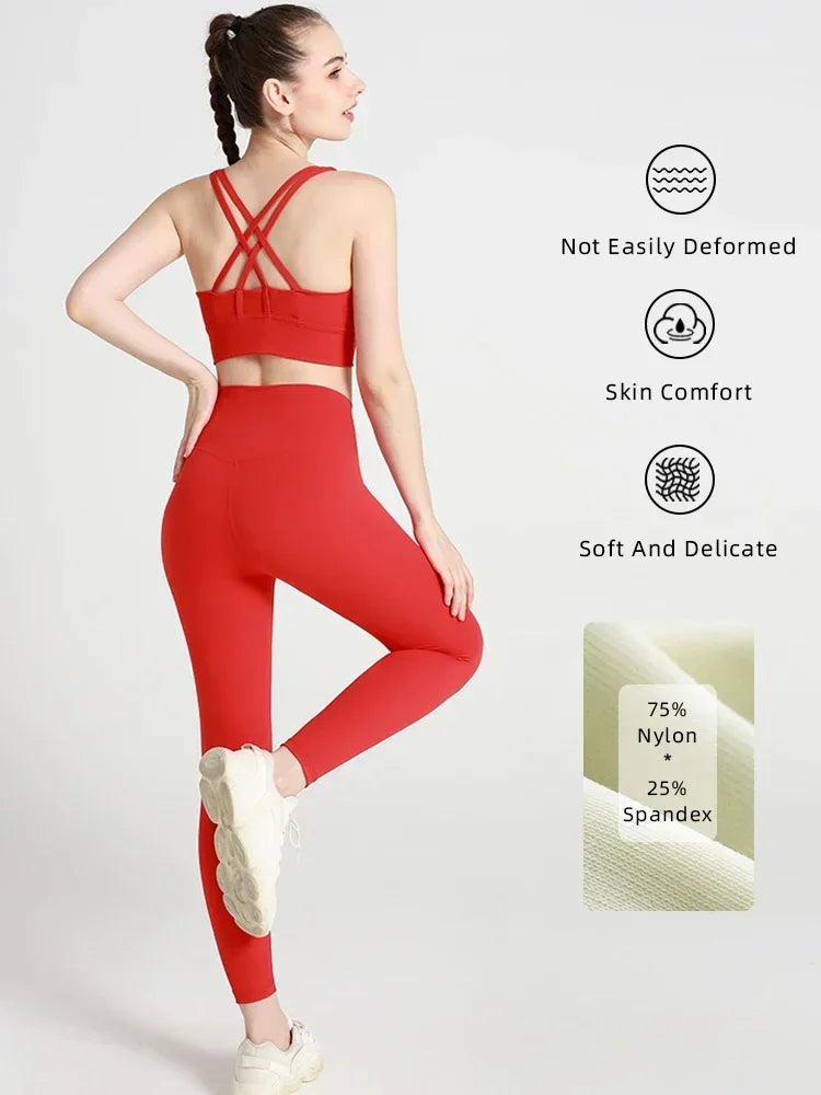 2 Pieces  Women Yoga Set Sport Suit Gymwear Workout Clothes Gym Crop Top High Waist Legging Fitness Bra Set Sports Suit👚👚 - ATFH