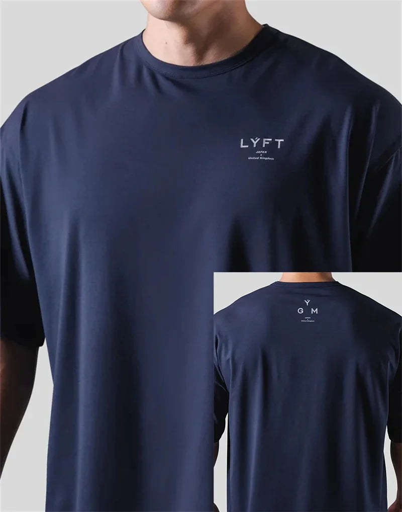 LYFT JP&UK Brand Men T-shirt Casual Gym Short Sleeve 100% Cotton Fitness T Shirt Bodybuilding Workout Print Tees Tops Clothing ATFH