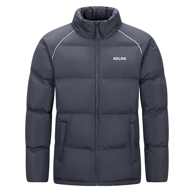 Kelme Men's Warm Cotton Jacket, Casual Stand Collar Loose Fitting Bread Jacket, Outdoor Comprehensive Training Jacket