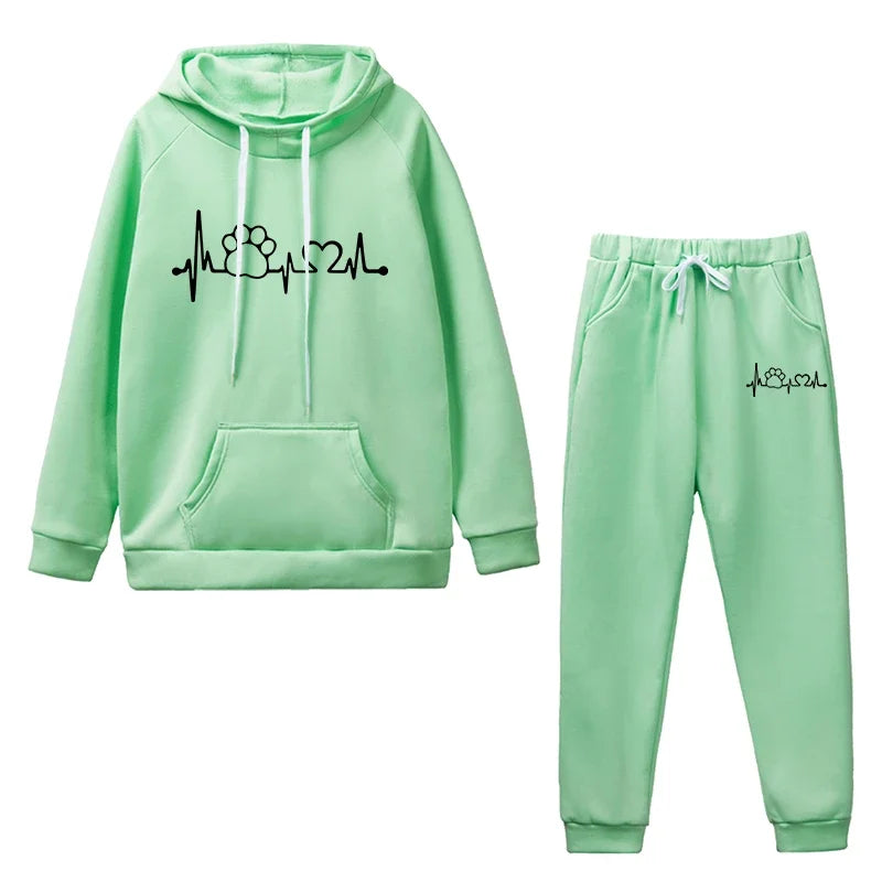 2025 Autumn and Winter 2 Piece Set Women Hoodies Pant Clothing Clothes Pullover Women Tracksuit Set Top Sweatshirts Sweatpants