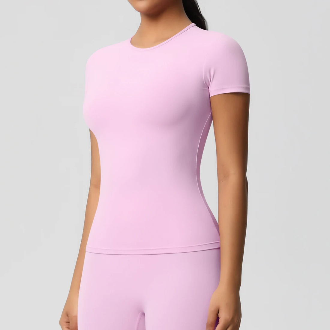 Women Running Sports T Shirt Summer Short Sleeve Round Neck Breathable Stretchy GYM Yoga Slim Fitness Active Top - ATFH