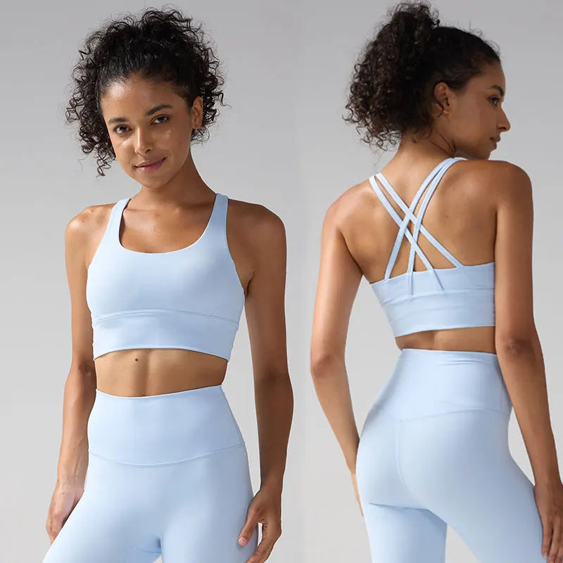 Solid Color soft high strength Women Fitness Bra Tight Sport Top Comprehensive Training Gym Yoga Underwear Tight With Chest Pad - ATFH