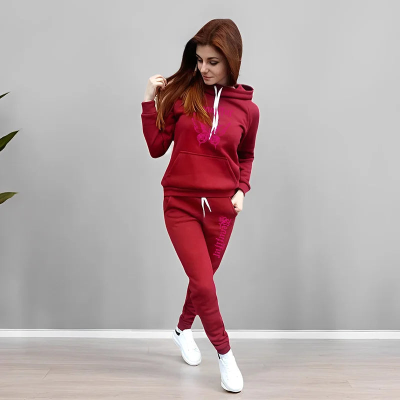2025 Trendy Women's Tracksuit Set Solid Color Hoodie and Sweatpants Y2K Streetwear Outfit Autumn Winter Female Casual Sportswear