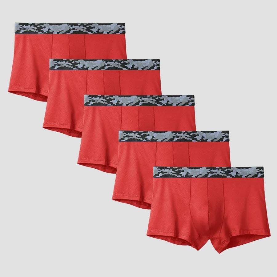 5PCS The men's underwear brand Ice Silk ultra-thin breathable, individual, sexy and trendy four-corner shorts for young people