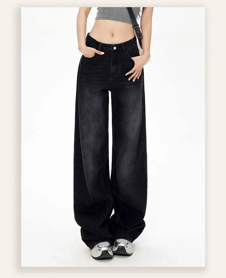 Lady RetroY2K Style High Waist Jeans Pants Women Fashion Straight Leg Denim Trousers Hot Girls Loose Fit Thin Casual Pants