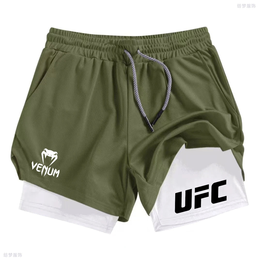 Summer Bottom Wear Running Shorts, Men's Fitness Gym Training 2-in-1 Sports Shorts, Quick-Drying Exercise Jogging Double-Layer S