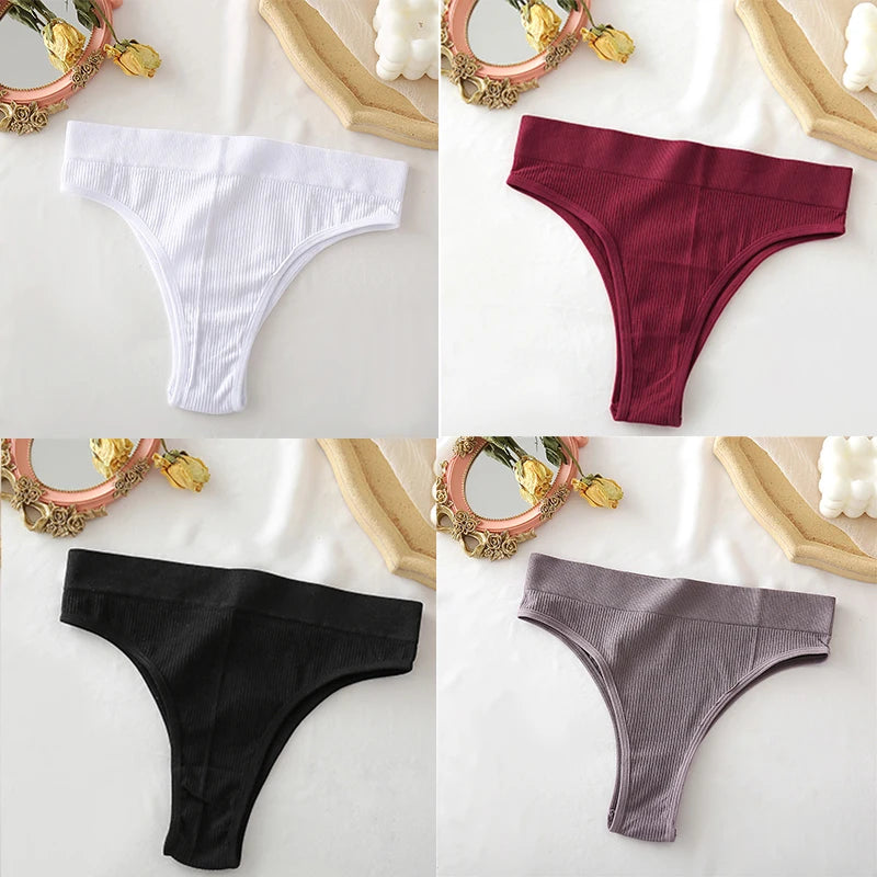 FINETOO 4PCS/Set Seamless Women Pantys High Waist Briefs Solid Color Brazilian Panties Girls Sexy Underpants For Women Lingerie