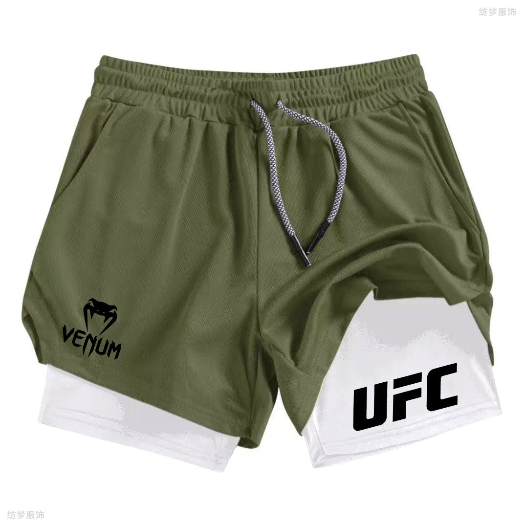 Summer Bottom Wear Running Shorts, Men's Fitness Gym Training 2-in-1 Sports Shorts, Quick-Drying Exercise Jogging Double-Layer S