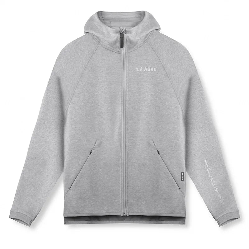 Men's Gym Sports Hoodies Cotton Elastic Hooded Male Fitness Running Loose Jackets Outdoor Zipper Coats Casual Workout Sportwear - ATFH