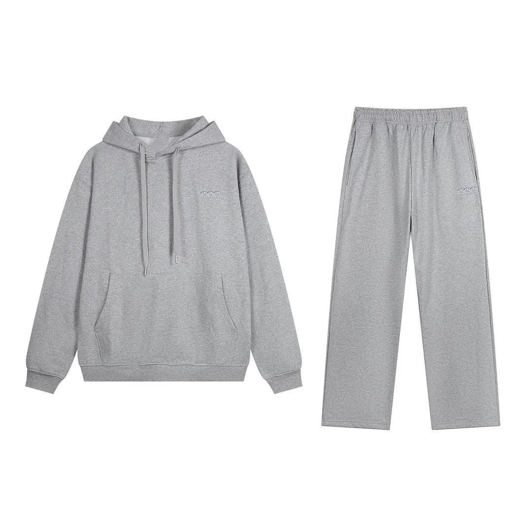 2026 Men's and Women's Autumn/Winter Sports Hoodie and Pants Comfortable Warm Loose Set Two Piece Set - ATFH
