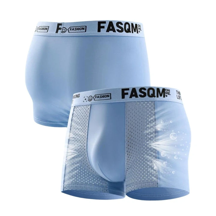 1pc Men's Ice Silk Cool Soft Comfy Boxers Briefs Men's Contrast Underwear, Mesh Breathable Comfy Stretchy Trunks