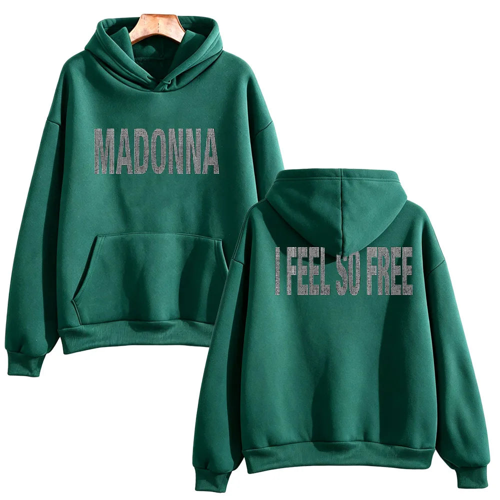I Feel So Free Hoodie Graphic Printed Hoodie Madonna Merch Vintage Style Sweatshirts Women Men with Hooded Loose Casual Pullover