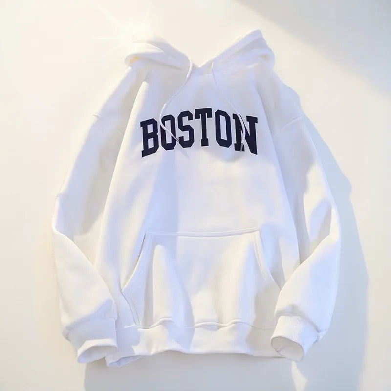 Hooded Hoodies Winter Clothes Woman Sherpa Abstract Lettering Youthwear Ribbed Hem Autunm Reducing Age Washable Apparel Abstract - ATFH