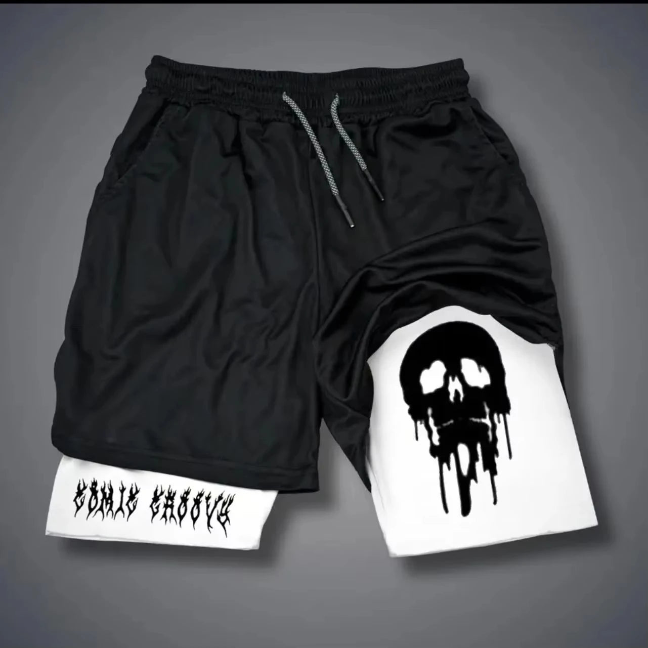 Men's Printed Shorts 2-in-1 Sweatpants Sports Exercise Running Pants with Mobile Phone Pocket Breathable Quick Dry Men Clothing