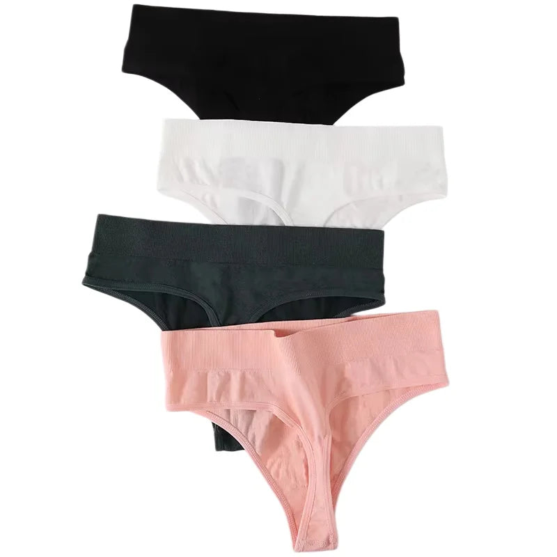 1PC/2PCS Women High Waist Panties Thongs High-Leg Cut Panty Ladies Daily & Fitness Underpant Seamless Underwear Panties M-XL