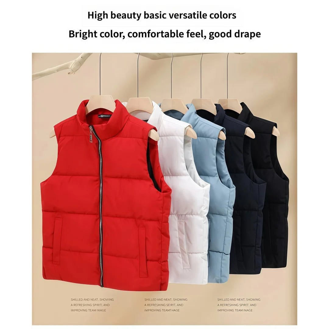 Printing logo Winter Warm Men's Soft Padded Waistcoat  Windproof Cotton-padded  Vest Stylish  Outerwear for Outdoor Activities ATFH