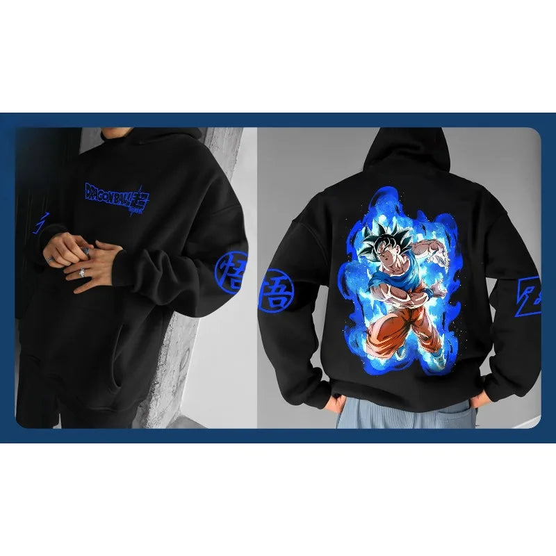 Dragon Ball 2025 Autumn and Winter Men's Hoodie Goku Printed Red Loose Hoodie Casual Streetwear Anime Fan Gift Versatile Top - ATFH