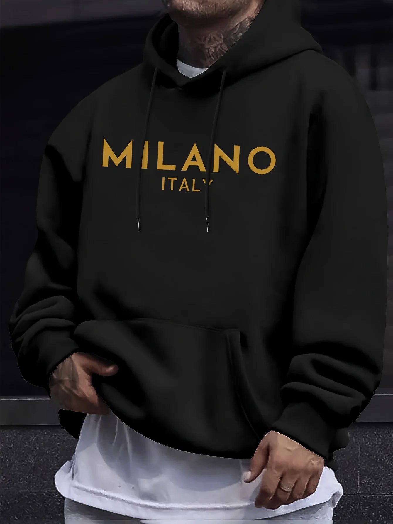 2025 Letter Print Fashion Versatile Men Women Hooded Sweatshirt Autumn Winter Daily Outdoor Holiday Casual Loose Warm Sportswear