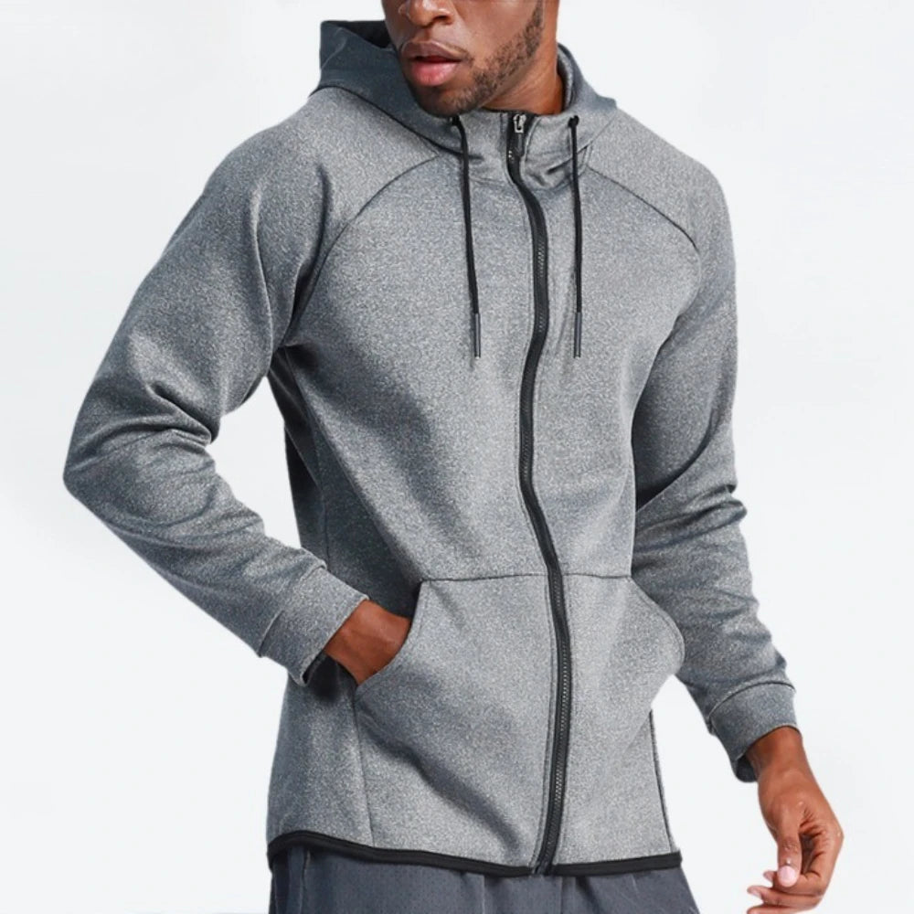 Custom LOGO men's autumn and winter sportswear basketball training jacket outdoor running quick-drying fitness hoodie jacket top - ATFH