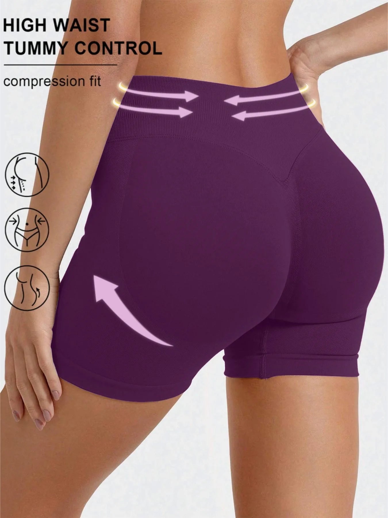 Women's High-Waisted Seamless Fitness Shorts: Tummy Control Compression, Butt-Lifting, High-Elastic Breathable, for YOGA