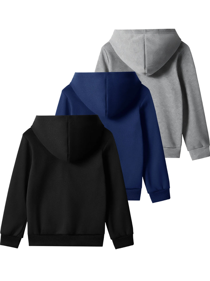 3-Piece Set Boys' Fashion Casual Letter Print Sweatshirts - Versatile Sports Tops - ATFH