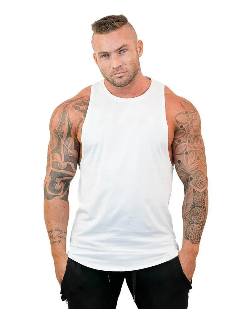 Outdoor Jogging Undershirt Men Canotta Bodybuilder Tank Top Workout Singlet Fitness Stringer Muscle Breathable Sleeveless Shirt
