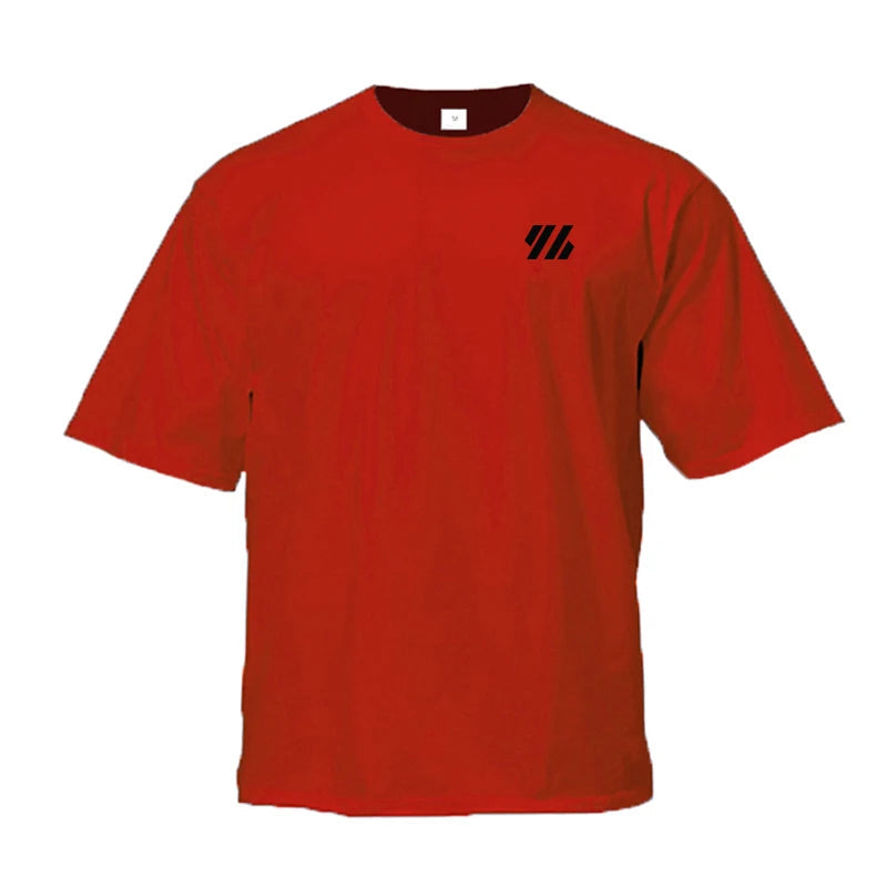 Summer Cotton Loose Oversized Half Sleeve Running T Shirt Men Sports Casual Fitness T-shirts O-neck Gym Clothing Workout Tees ATFH