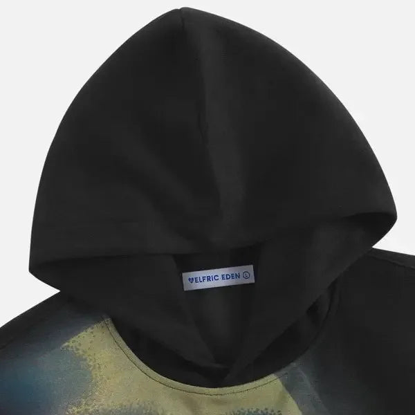 Aelfric Eden Menswear Pullover Hoodie - Unisex, Relaxed Fit, Heavyweight Cotton, Longsleeves, Abstract Portrait Graphic, Distorted Figure Print, Thermal Top for Casual Streetwear Sweatshirts,Back to School,Back to School Shop