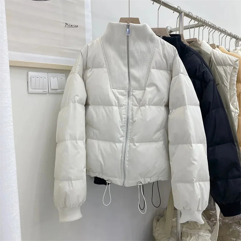 Winter Short Cotton-Padded Jacket Women's 2024 New Loose Thick Stitching Bread Coats Fashion Zipper Keep Warm Cotton Coat Female ATFH