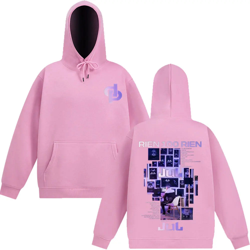 Rapper Jul Rien 100 Rien Album Tour 2025 Graphic Gothic Punk Hoodie Men's Women Fashion Pullover Hip Hop Winter Loose.tracksuit