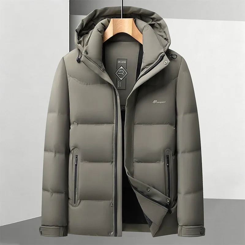 New Arrival Men's Down Jacket Winter Detachable Hat Zipper Version, Youth Business Casual Warm Down Thick Plus Size M-3XL 4XL