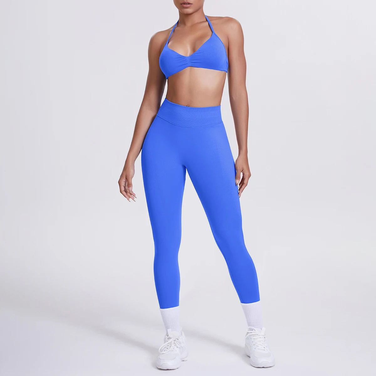 Women 2pcs Patchwork Sport Yoga Suit Training Sleeveless Sport Gym Tops Tummy Control Slimming Booty Leggings Yoga Suit Sports - ATFH