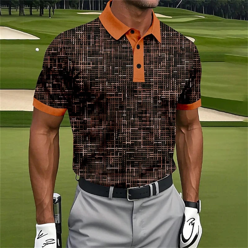 New Men'S Polo Shirts 3d Stripe Printed Men'S Clothing Summer Casual Short Sleeved Golf Shirt Street Men Designer Tops Tees