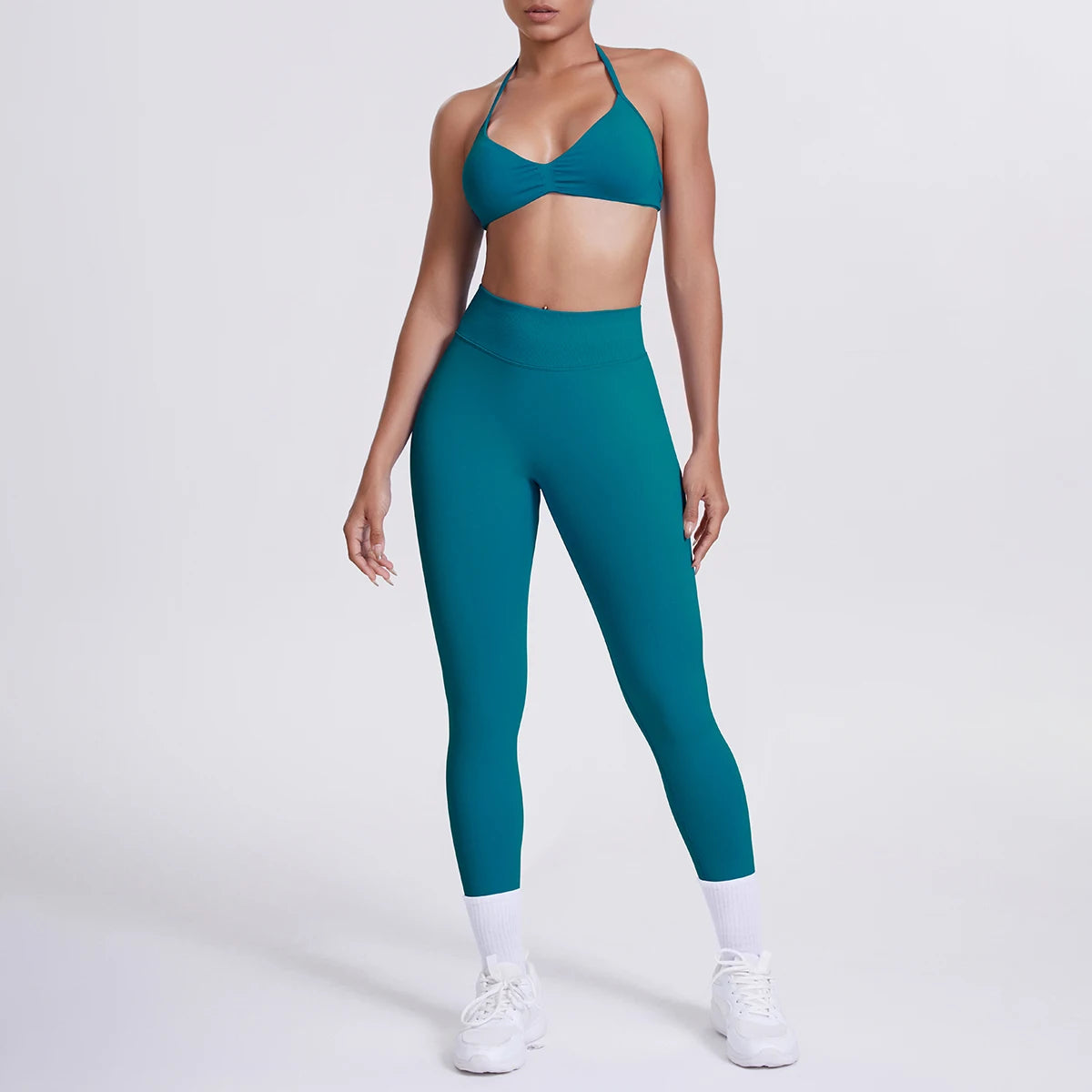 Women 2pcs Patchwork Sport Yoga Suit Training Sleeveless Sport Gym Tops Tummy Control Slimming Booty Leggings Yoga Suit Sports - ATFH